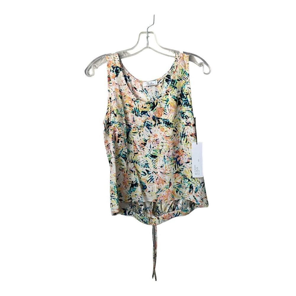Parker Womens 100% Silk Top One Size Sleeveless Blouse Floral Open‎ Back Tie